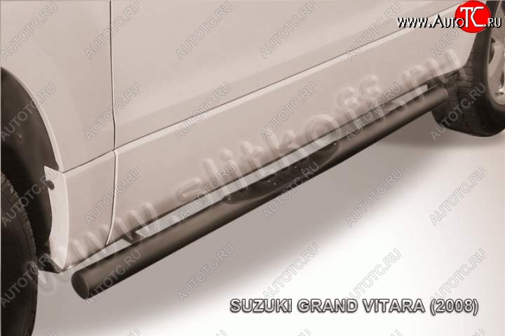 12 399 р. Защита порогов Slitkoff  Suzuki Grand Vitara  JT 3 двери (2005-2008) дорестайлинг (Цвет: серебристый)  с доставкой в г. Пермь