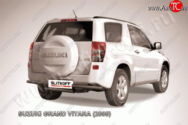 8 849 р. Защита задняя Slitkoff Suzuki Grand Vitara JT 3 двери дорестайлинг (2005-2008) (Цвет: серебристый)  с доставкой в г. Пермь