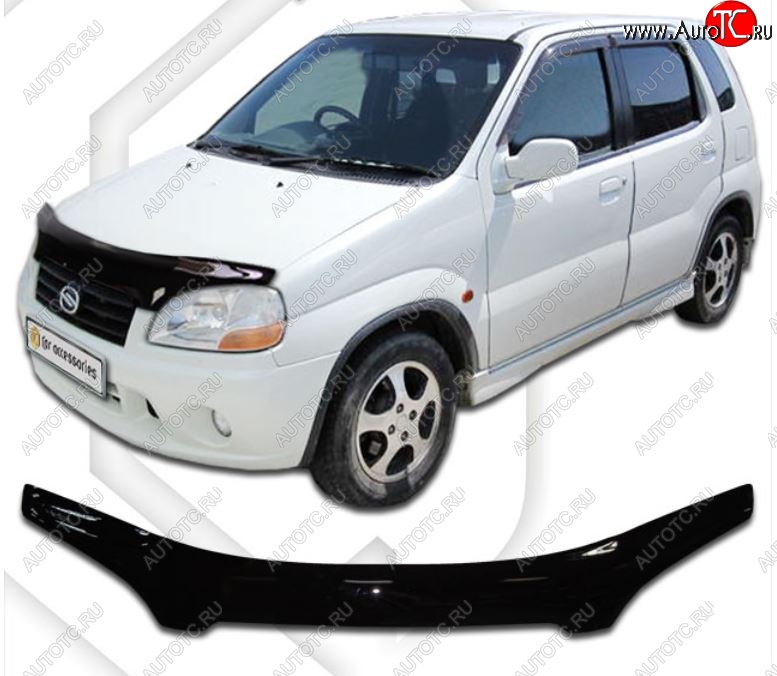 1 999 р. Дефлектор капота CA-Plastic Suzuki Swift HT51S дорестайлинг, хэтчбэк 5 дв. (2000-2003) (Classic черный, Без надписи)  с доставкой в г. Пермь