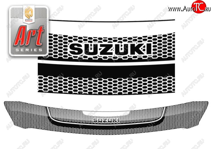2 159 р. Дефлектор капота CA-Plastiс  Suzuki Swift  ZC72S (2010-2016) дорестайлинг, хэтчбэк 5 дв., рестайлинг, хэтчбэк 5 дв. (Серия Art белая)  с доставкой в г. Пермь