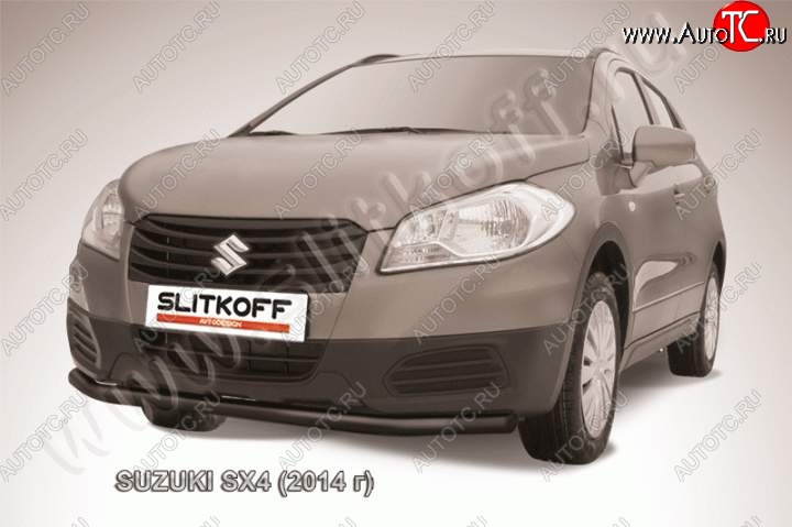 6 999 р. защита переднего бампера Slitkoff  Suzuki SX4  JYB, JYA (2013-2016) хэтчбэк дорестайлинг (Цвет: серебристый)  с доставкой в г. Пермь
