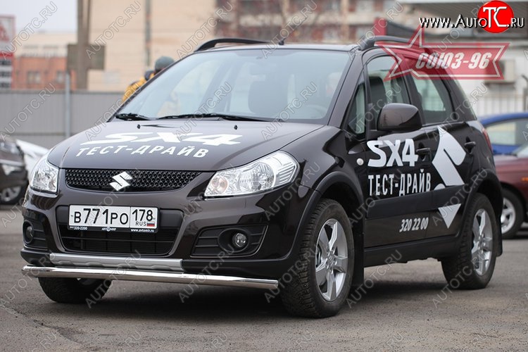 9 404 р. Защита переднего бампера одинарная Souz-96 (d60). Suzuki SX4 JYB, JYA хэтчбэк дорестайлинг (2013-2016)  с доставкой в г. Пермь