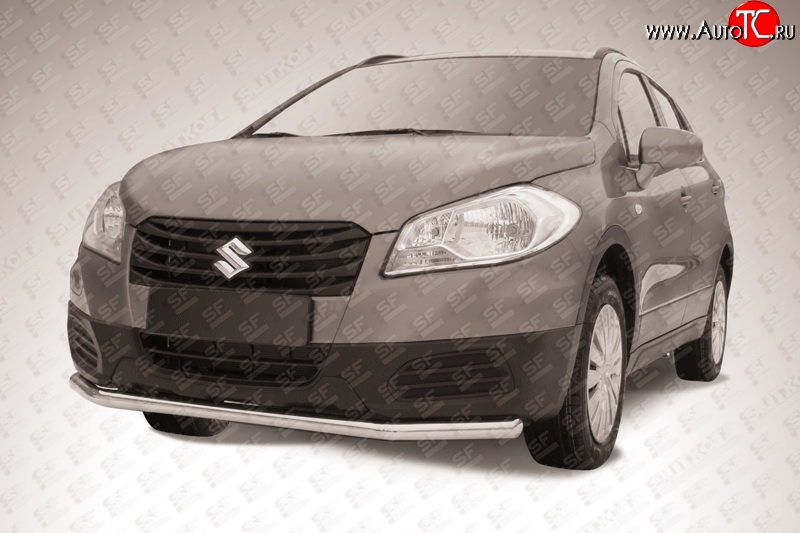 9 999 р. Одинарная защита переднего бампера из трубы диаметром 57 мм Slitkoff Suzuki SX4 JYB, JYA хэтчбэк дорестайлинг (2013-2016) (Цвет: нержавеющая полированная сталь)  с доставкой в г. Пермь