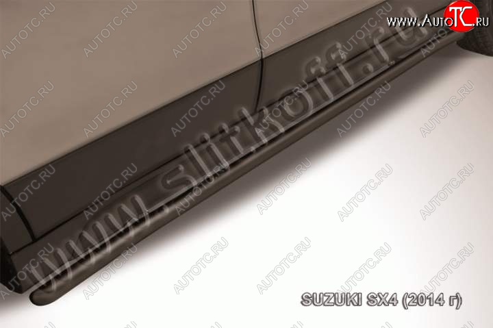 8 999 р. Защита порогов Slitkoff  Suzuki SX4  JYB, JYA (2013-2016) хэтчбэк дорестайлинг (Цвет: серебристый)  с доставкой в г. Пермь
