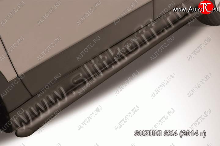 10 349 р. Защита порогов Slitkoff  Suzuki SX4  JYB, JYA (2013-2016) хэтчбэк дорестайлинг (Цвет: серебристый)  с доставкой в г. Пермь