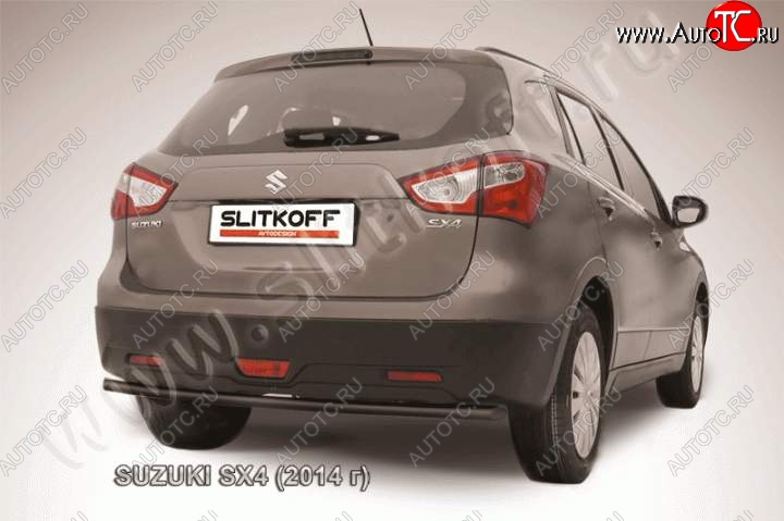 5 549 р. Защита задняя Slitkoff Suzuki SX4 JYB, JYA хэтчбэк дорестайлинг (2013-2016) (Цвет: серебристый)  с доставкой в г. Пермь