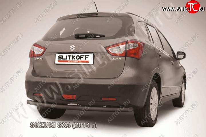 7 599 р. Защита задняя Slitkoff Suzuki SX4 JYB, JYA хэтчбэк дорестайлинг (2013-2016) (Цвет: серебристый)  с доставкой в г. Пермь