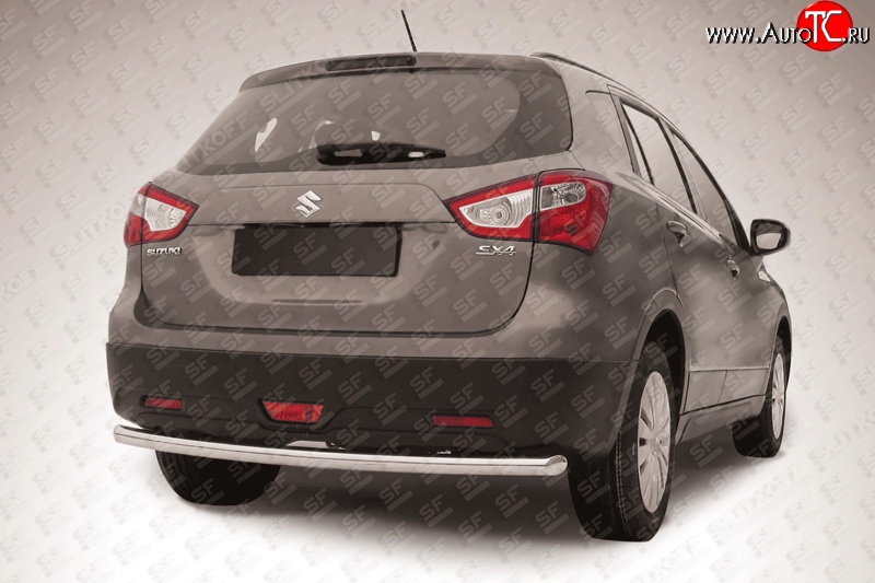 10 849 р. Одинарная защита заднего бампера из трубы диаметром 57 мм Slitkoff Suzuki SX4 JYB, JYA хэтчбэк дорестайлинг (2013-2016) (Цвет: нержавеющая полированная сталь)  с доставкой в г. Пермь