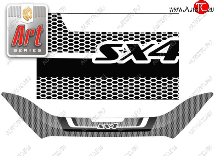 2 479 р. Дефлектор капота CA-Plastiс  Suzuki SX4  JAB, JYA (2016-2021) хэтчбэк рестайлинг (Серия Art белая)  с доставкой в г. Пермь