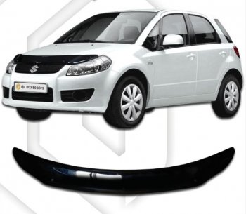 Дефлектор капота (левый руль) CA-Plastic Suzuki SX4 ( YA21S,YB21S,  GYA,GYB) (2006-2016) дорестайлинг, хэтчбэк,  рестайлинг, хэтчбэк