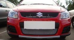 1 539 р. Сетка на бампер хетчбек (рестайлинг) Russtal (хром) Suzuki SX4 GYA,GYB  рестайлинг, хэтчбэк (2010-2016)  с доставкой в г. Пермь. Увеличить фотографию 3