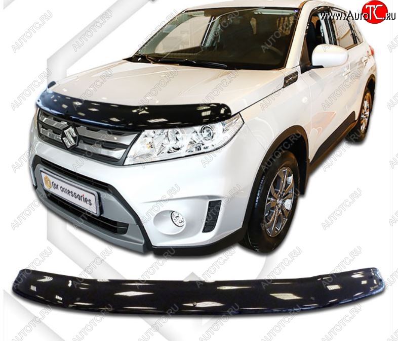 2 159 р. Дефлектор капота CA-Plastiс  Suzuki Vitara  LY (2015-2025) дорестайлинг, рестайлинг (Classic черный, Без надписи)  с доставкой в г. Пермь