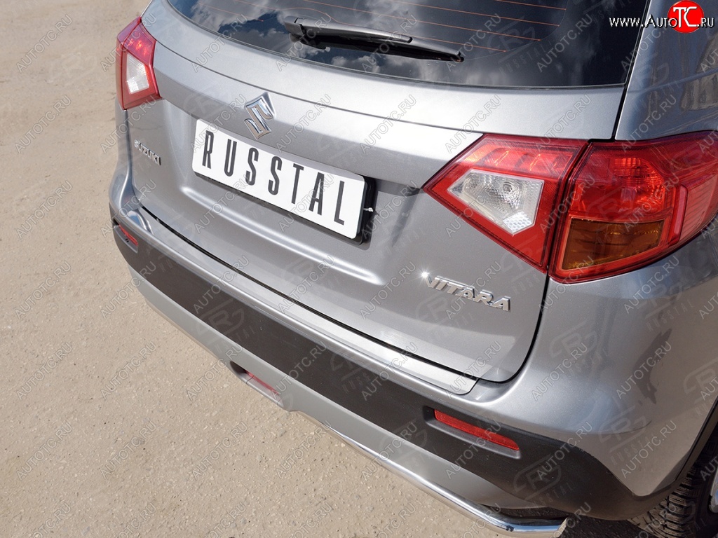 1 659 р. Накладка защитная на задний бампер Russtal (лист нерж зеркальный) Suzuki Vitara LY дорестайлинг (2015-2019)  с доставкой в г. Пермь