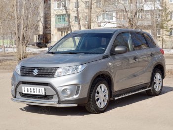 16 949 р. Защита переднего бампера (2 трубыØ42 мм, нержавейка) SLITKOFF Suzuki Vitara LY дорестайлинг (2015-2019)  с доставкой в г. Пермь. Увеличить фотографию 3