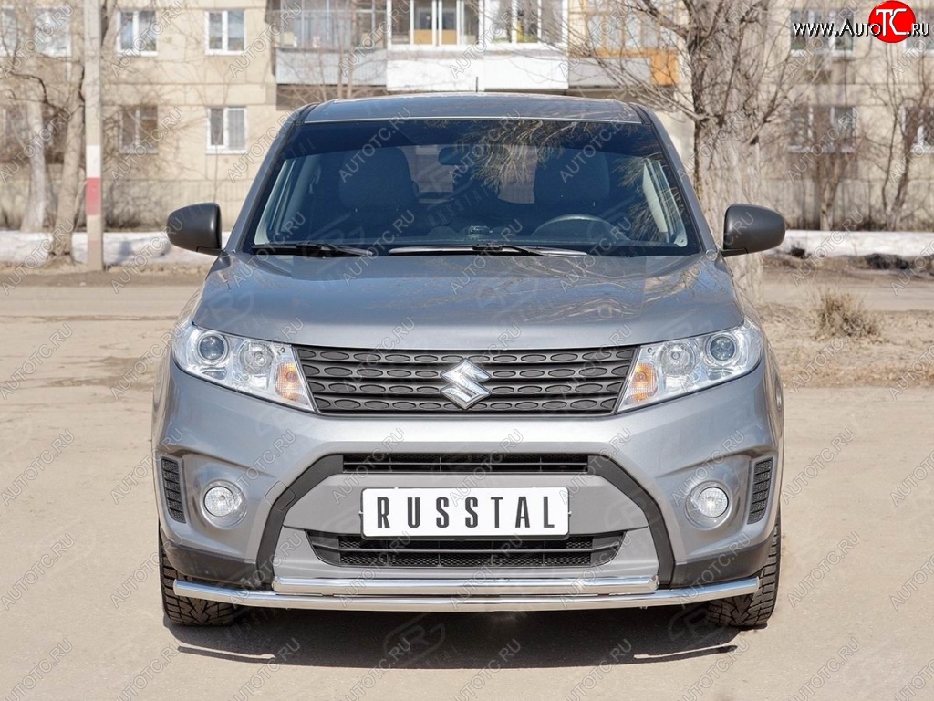 16 949 р. Защита переднего бампера (2 трубыØ42 мм, нержавейка) SLITKOFF Suzuki Vitara LY дорестайлинг (2015-2019)  с доставкой в г. Пермь