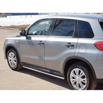 17 299 р. Защита порогов SLITKOFF из круглой трубы диаметром 42 мм v1  Suzuki Vitara  LY (2015-2025) дорестайлинг, рестайлинг  с доставкой в г. Пермь. Увеличить фотографию 2