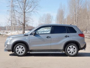24 649 р. Широкая защита порогов с трубой диаметром 42 мм SLITKOFF v1  Suzuki Vitara  LY (2015-2025) дорестайлинг, рестайлинг  с доставкой в г. Пермь. Увеличить фотографию 2