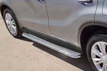 24 649 р. Широкая защита порогов с трубой диаметром 42 мм SLITKOFF v1  Suzuki Vitara  LY (2015-2025) дорестайлинг, рестайлинг  с доставкой в г. Пермь. Увеличить фотографию 3