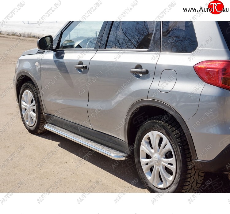 24 649 р. Широкая защита порогов с трубой диаметром 42 мм SLITKOFF v1  Suzuki Vitara  LY (2015-2025) дорестайлинг, рестайлинг  с доставкой в г. Пермь