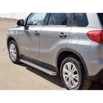 22 999 р. Широкая защита порогов с трубой диаметром 42 мм SLITKOFF v2 Suzuki Vitara LY дорестайлинг (2015-2019)  с доставкой в г. Пермь. Увеличить фотографию 2
