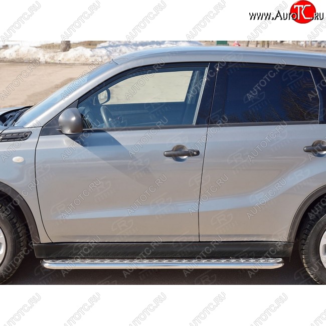 22 999 р. Широкая защита порогов с трубой диаметром 42 мм SLITKOFF v2 Suzuki Vitara LY дорестайлинг (2015-2019)  с доставкой в г. Пермь
