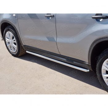 17 299 р. Защита порогов SLITKOFF из круглой трубы диаметром 42 мм v3  Suzuki Vitara  LY (2015-2025) дорестайлинг, рестайлинг  с доставкой в г. Пермь. Увеличить фотографию 2
