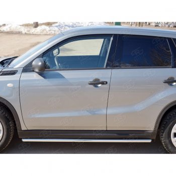 Защита порогов SLITKOFF из круглой трубы диаметром 42 мм v3 Suzuki Vitara  LY (2015-2025) дорестайлинг, рестайлинг