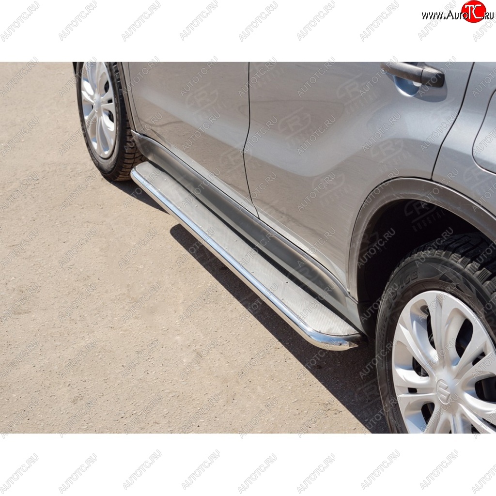 35 549 р. Широкая защита порогов с трубой диаметром 42 мм SLITKOFF v3 Suzuki Vitara LY дорестайлинг (2015-2019)  с доставкой в г. Пермь