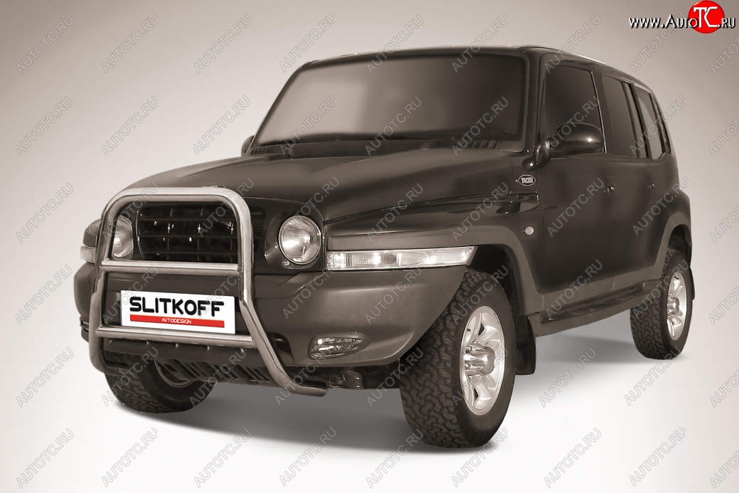 25 999 р. Защита переднего бампера Slitkoff (высокая, d57 мм)  ТАГАЗ Tager  5d (2008-2012) (Нержавейка, Полированная)  с доставкой в г. Пермь
