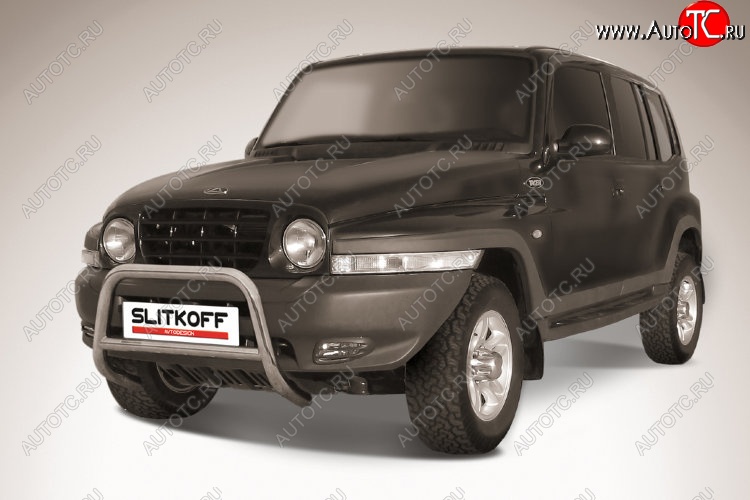 24 449 р. Защита переднего бампера Slitkoff (низкая, d57 мм)  ТАГАЗ Tager  5d (2008-2012) (Нержавейка, Полированная)  с доставкой в г. Пермь