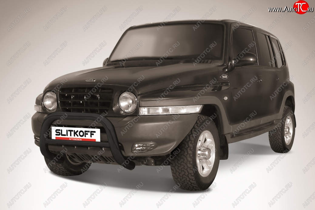 21 999 р. Защита переднего бампера Slitkoff (низкая, d76 мм)  ТАГАЗ Tager  5d (2008-2012) (Сталь с полимерным покрытием. Цвет: чёрный)  с доставкой в г. Пермь