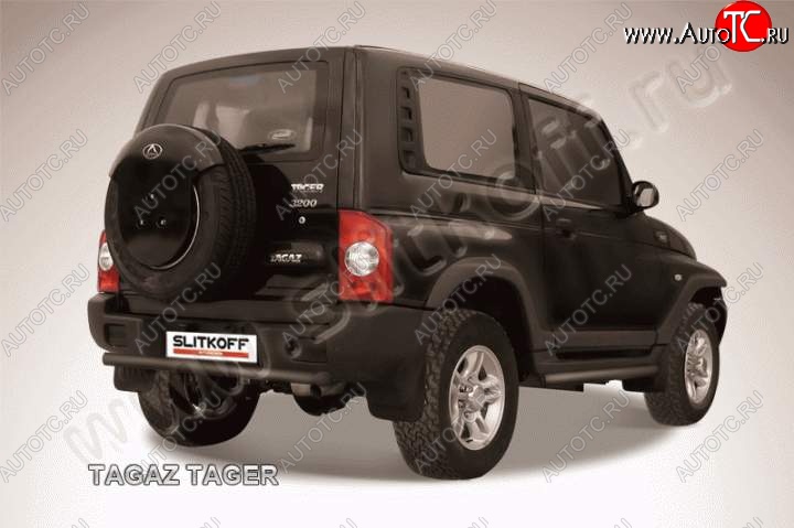 6 399 р. Защита задняя Slitkoff  ТАГАЗ Tager  3d (2008-2012) (Цвет: серебристый)  с доставкой в г. Пермь
