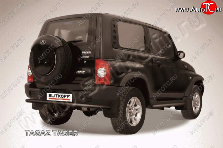 6 899 р. Защита задняя Slitkoff  ТАГАЗ Tager  3d (2008-2012) (Цвет: серебристый)  с доставкой в г. Пермь