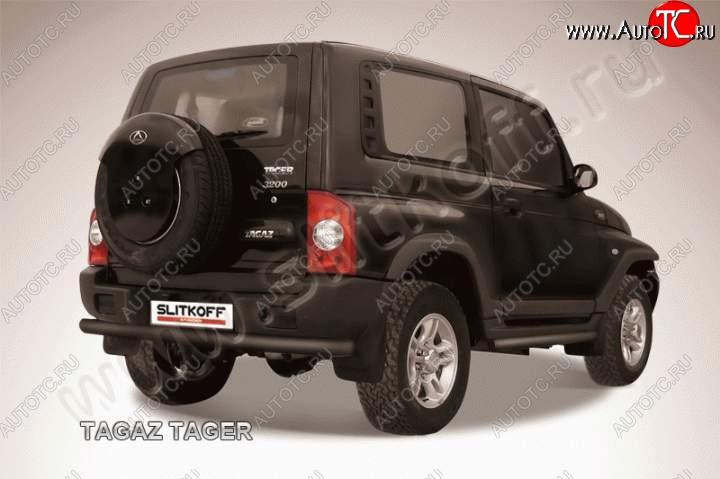 8 849 р. Защита задняя Slitkoff  ТАГАЗ Tager  3d (2008-2012) (Цвет: серебристый)  с доставкой в г. Пермь