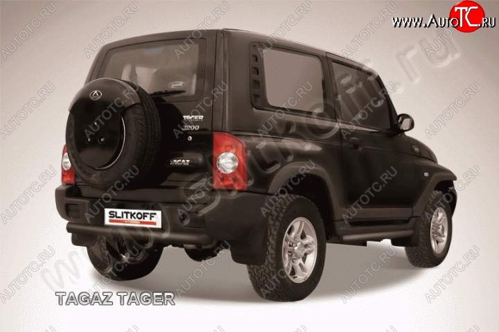 7 899 р. Защита задняя Slitkoff  ТАГАЗ Tager  3d (2008-2012) (Цвет: серебристый)  с доставкой в г. Пермь