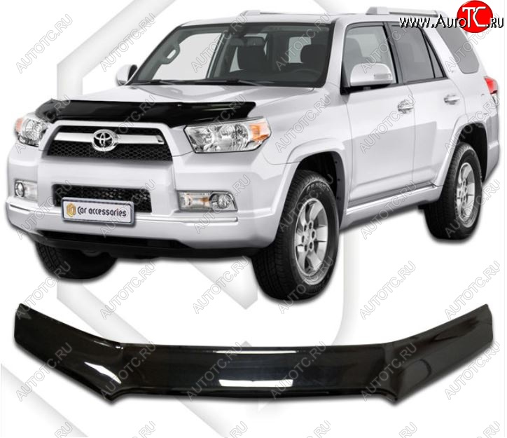2 199 р. Дефлектор капота CA-Plastic Toyota 4Runner N280 дорестайлинг (2009-2013) (Classic черный, Без надписи)  с доставкой в г. Пермь