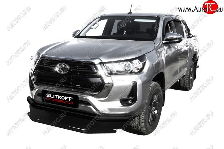 13 449 р. Защита переднего бампера Slitkoff (Ø 76 мм).  Toyota Hilux  AN120 (2017-2020) 1-ый рестайлинг (Сталь с полимерным покрытием. Цвет: черный)  с доставкой в г. Пермь