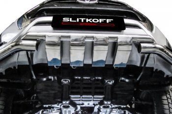24 649 р. Защита переднего бампера Slitkoff (Ø 76+Ø 57, двойная с профильной ЗК).  Toyota Hilux  AN120 (2017-2020) 1-ый рестайлинг  с доставкой в г. Пермь. Увеличить фотографию 4