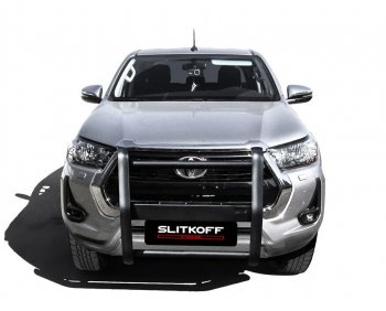 15 999 р. Кронштейн для противотуманных фар Slitkoff (BRUTAL) Toyota Hilux AN120 1-ый рестайлинг (2017-2020) (Сталь с полимерным покрытием. Цвет: черный)  с доставкой в г. Пермь. Увеличить фотографию 2
