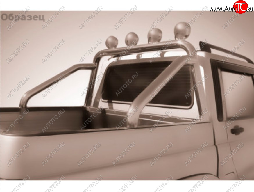 22 999 р. Защитная дуга багажника на Slitkoff (Ø 76 мм, с креплениями под ПТФ)  Toyota Hilux  AN120 (2017-2020) 1-ый рестайлинг (Нержавеющая сталь)  с доставкой в г. Пермь
