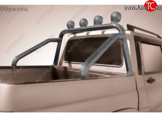 16 249 р. Защитная дуга багажника на Slitkoff (Ø 76 мм, с креплениями под ПТФ).  Toyota Hilux  AN120 (2017-2020) 1-ый рестайлинг (Сталь с полимерным покрытием. Цвет: серебристый)  с доставкой в г. Пермь