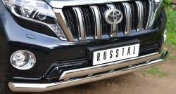18 649 р. Защита переднего бампера (2 трубыØ76 и 75х42 мм, нержавейка) Russtal Toyota Land Cruiser Prado J150 1-ый рестайлинг (2013-2017)  с доставкой в г. Пермь. Увеличить фотографию 2