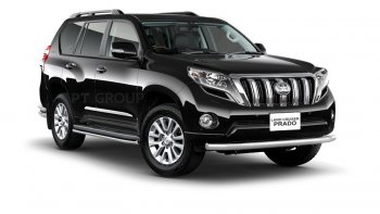 18 449 р. Защита переднего бампера одинарная из трубы d63 мм Petroil Tuning  Toyota Land Cruiser Prado  J150 (2013-2017) 1-ый рестайлинг (Нержавеющая полированная сталь)  с доставкой в г. Пермь. Увеличить фотографию 2