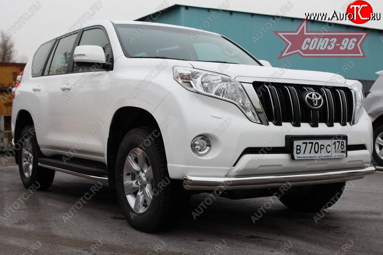 23 174 р. Защита переднего бампера двойная Souz-96 (d60/60).  Toyota Land Cruiser Prado  J150 (2013-2017) 1-ый рестайлинг  с доставкой в г. Пермь