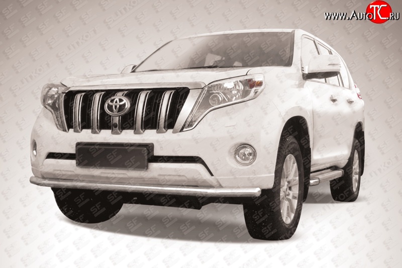 14 799 р. Одинарная защита переднего бампера из трубы диаметром 57 мм Slitkoff  Toyota Land Cruiser Prado  J150 (2013-2017) 1-ый рестайлинг (Цвет: нержавеющая полированная сталь)  с доставкой в г. Пермь