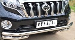 23 999 р. Защита переднего бампера (Ø63 мм с углами, нержавейка) SLITKOFF  Toyota Land Cruiser Prado  J150 (2013-2017) 1-ый рестайлинг  с доставкой в г. Пермь. Увеличить фотографию 2