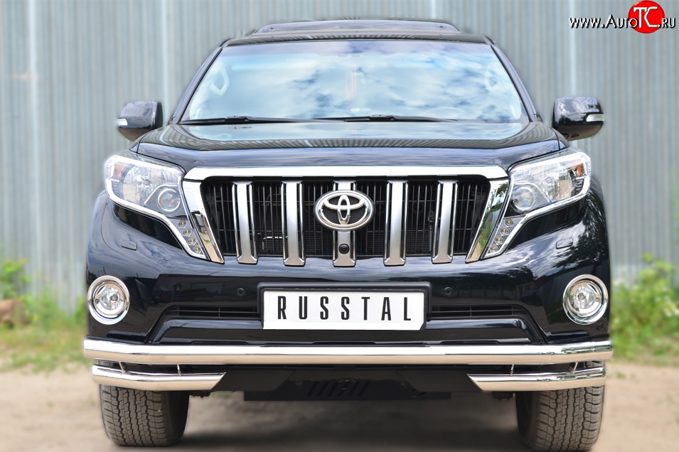 23 999 р. Защита переднего бампера (Ø63 мм с углами, нержавейка) SLITKOFF  Toyota Land Cruiser Prado  J150 (2013-2017) 1-ый рестайлинг  с доставкой в г. Пермь