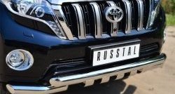 29 549 р. Защита переднего бампера (2 трубы Ø76 мм с зубами, нержавейка) SLITKOFF  Toyota Land Cruiser Prado  J150 (2013-2017) 1-ый рестайлинг  с доставкой в г. Пермь. Увеличить фотографию 2