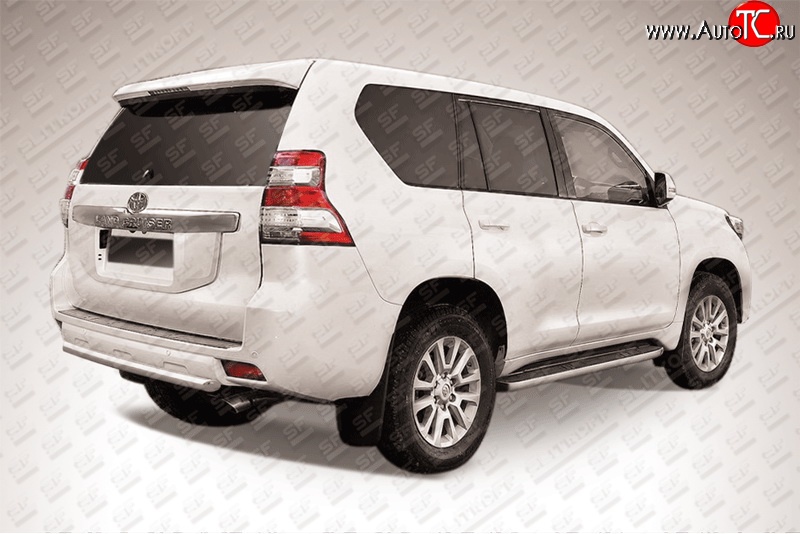 11 799 р. Защита заднего бампера из короткой трубы диаметром 57 мм Slitkoff Toyota Land Cruiser Prado J150 1-ый рестайлинг (2013-2017) (Цвет: нержавеющая полированная сталь)  с доставкой в г. Пермь