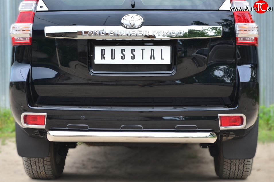 16 649 р. Защита заднего бампера (Ø76 мм, нержавейка) SLITKOFF Toyota Land Cruiser Prado J150 1-ый рестайлинг (2013-2017)  с доставкой в г. Пермь